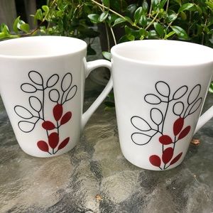 Pair of Gibson Designs Scarlet Leaves Mugs - Perfect Size!